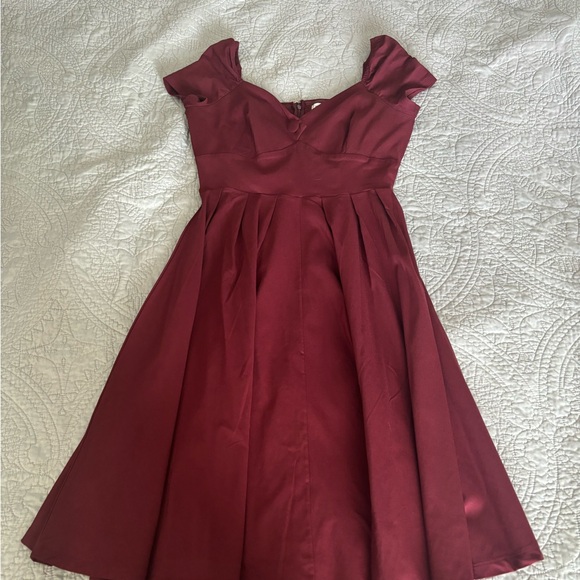 Unique Vintage 1950s Burgundy Sweetheart Midge Swing Dress - Picture 6 of 7